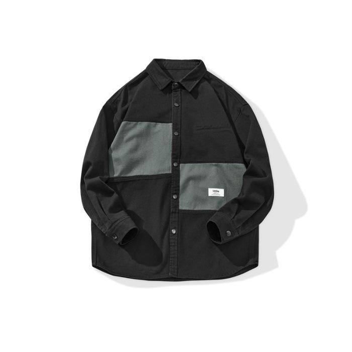 

Washed American Retro Long-sleeved Shirt Jacket Men s Spring Loose Shirt 3XL