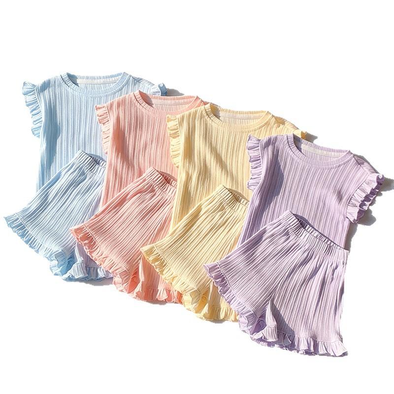 Summer Girls Ice Silk Sleeveless Vest And Shorts Set Stylish Two Piece Outfit For Toddler Baby Casual Wear