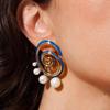 Stainless Steel Geometric Spiral Stud Earrings for Women Ladies Irregular Imitation Pearl Pendant Earrings Holiday Jewelry Gifts