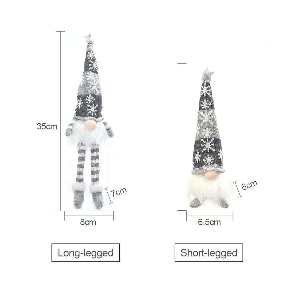 Christmas Faceless Doll Gnome Ornaments Led Light Plush Knitting Crafts Pendant Decoration Christmas Decorations For Household Kids Present