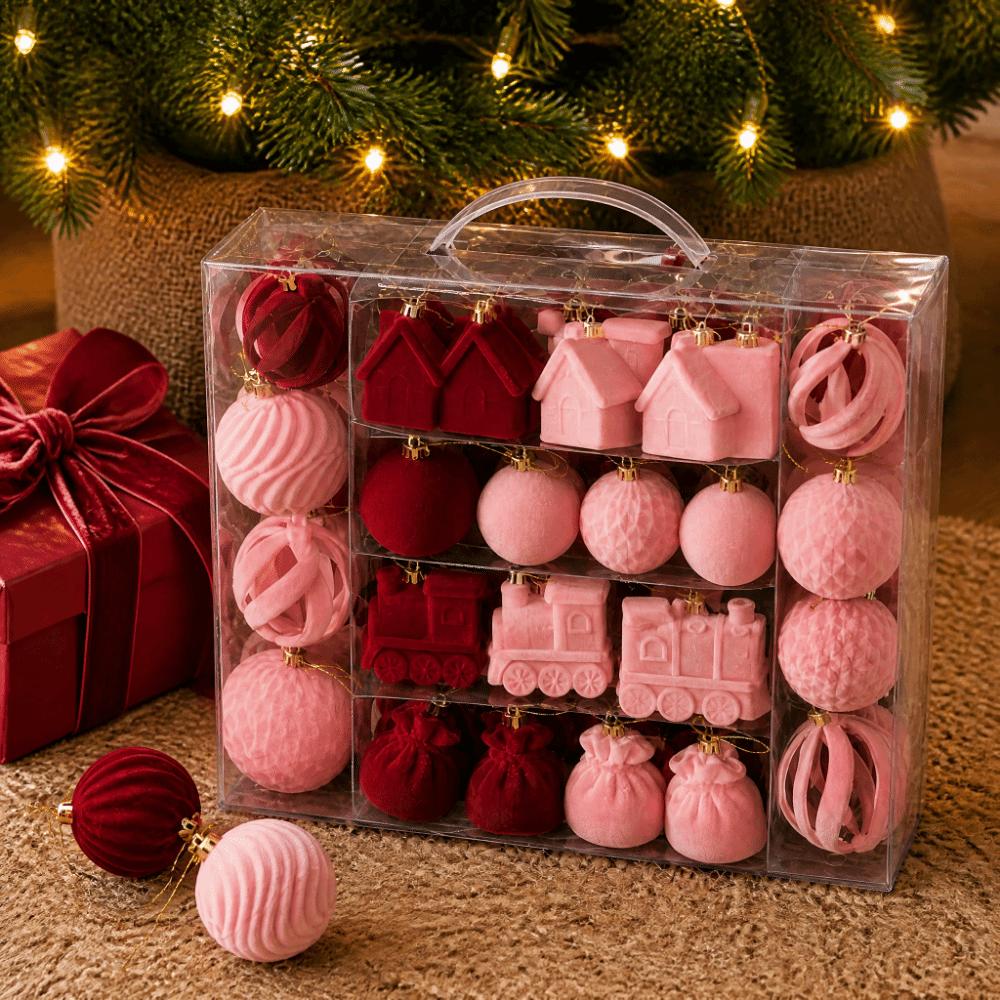 50pcs Velvet Christmas Ornaments Irregular Shape Xmas Hanging Decorations Home Decor