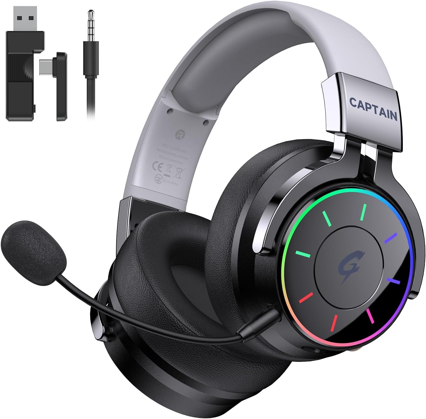 

Wireless Gaming Headset for Bluetooth Low Latency Surround RGB Detachable 60 Hours of Continuous Lightweight Compatible with and PC PS5, чорний