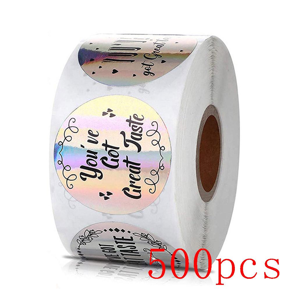 50-500Pcs Rainbow Laser Thank You Stickers 1 Inch White Thank You Small Business Sticker For Crafts Gift Packaging