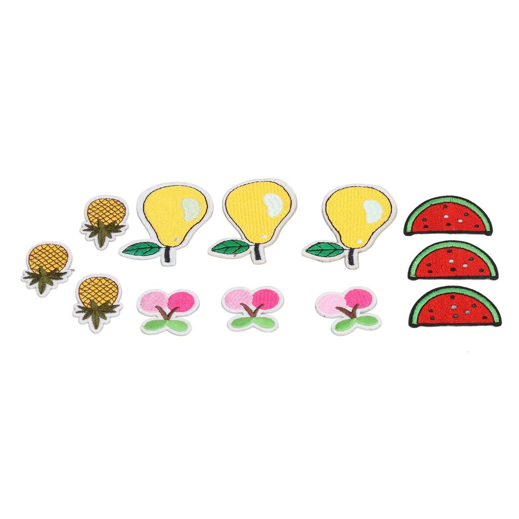 12Pcs Fruit Patches Cherry Ananas Pear Watermelon Cute Pattern Vivid Colors Iron On Patches for Bag