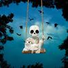 Resin Crafts Tire Swing Skeleton Pendant Vintage Skeleton Spirit Statue Decoration  Lawn