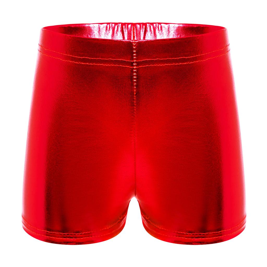 Shorts de Danse Jazz Unisexe Finition Métallique Brillante Ceinture Élastique Style Boxer Costume de Performance pour Enfants