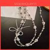 Silver Pearl Bow Diamond Ball Phone Lanyard With Pvc Strap For Women And Men
