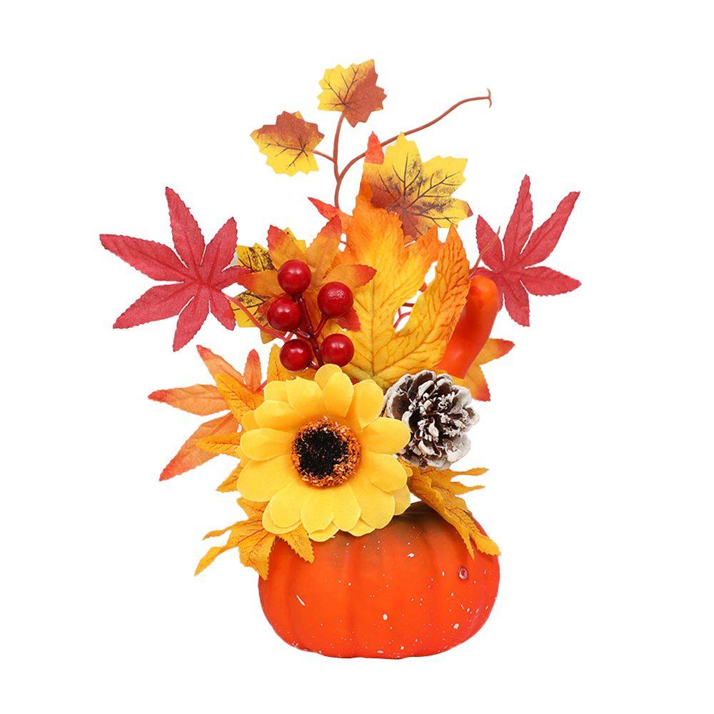 Arrangement Artificial Fall Home Decor Thanksgiving Party Maple Leaf Pumpkin Autumn Harvest Halloween Decorations