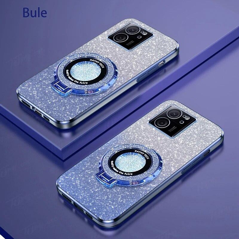 Luxury Plating Magnetic Holder Case For Xiaomi Mi 13T 12T 11T Pro 14 13 12 11 Lite POCO X3 NFC X5 F3 F4 F5 M3 M4 Silicone Cover