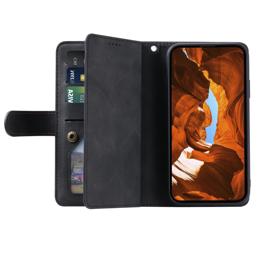For Motorola Edge 50 Pro 5G Case 9 Card Slots Leather Wallet Phone Cover with Zipper Pocket