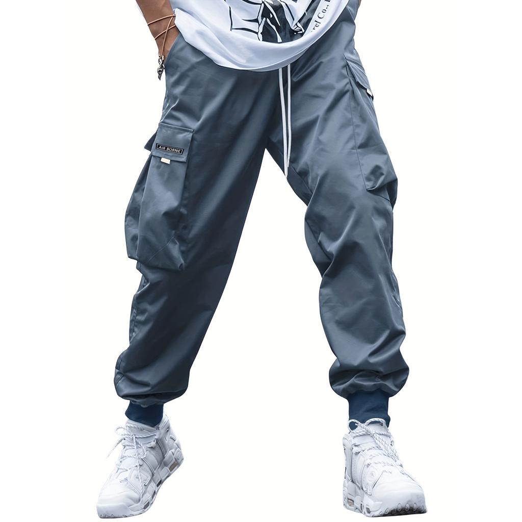 Trendy Brand Men's Casual Pants, Multi-pocket  Loose Feet