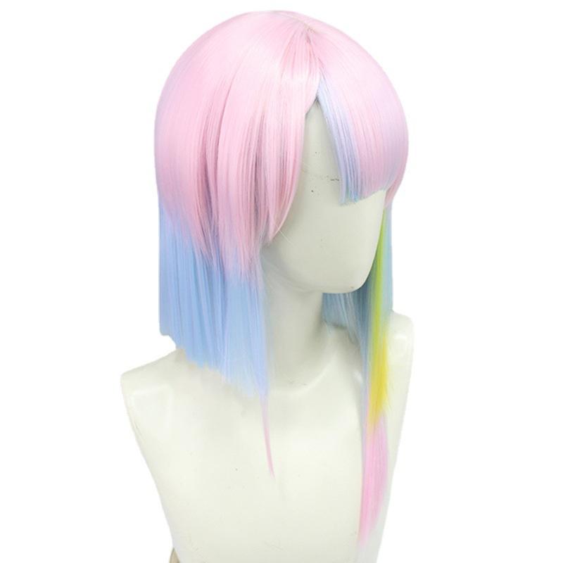 45cm Lucy Cosplay Perücke Anime Edgerunners Cosplay Lucyna Kushinada Mehrfarbiger Farbverlauf Hitzebeständige Haarperücken + Perückenkappe
