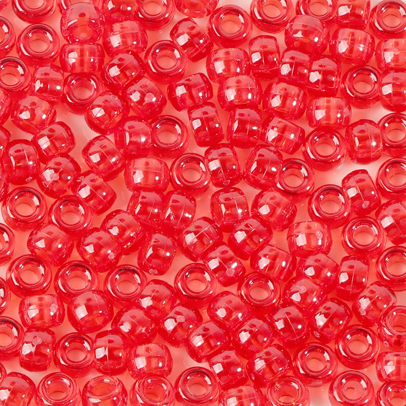 "100 Pcs Large Hole Transparent Frosted Barrel Beads - Colored Onion Powder Plastic Pony Beads for Dreadlocks and Wigs"