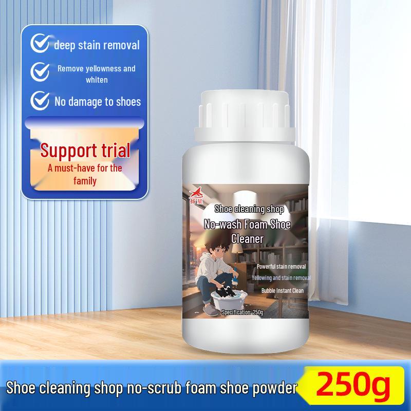 Lazy No-Scrub Bubble Shoe Cleaner: Active Oxygen Powder for Stain Removal, Whitening, and De-yellowing of White Shoes