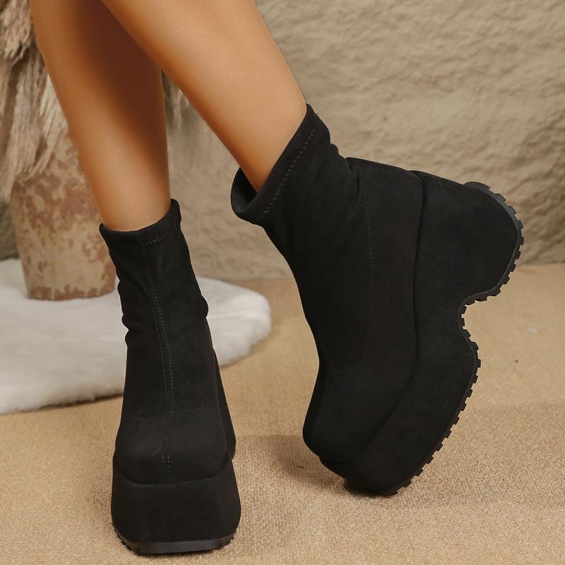 Fashion Fashion Chunky Platform Wedge Heel Ankle Boots Women 2025 Sexy Super High Heel Modern Suede Skinny Boots Thicken Bottom Shoes