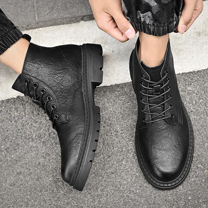 Fashion 2024 Work Motorized Boots Fashion Winter Ankle Boots Genuine Leather Mens Lace Up Boots Lace-Up Desert Boots Anti-slip Wearable