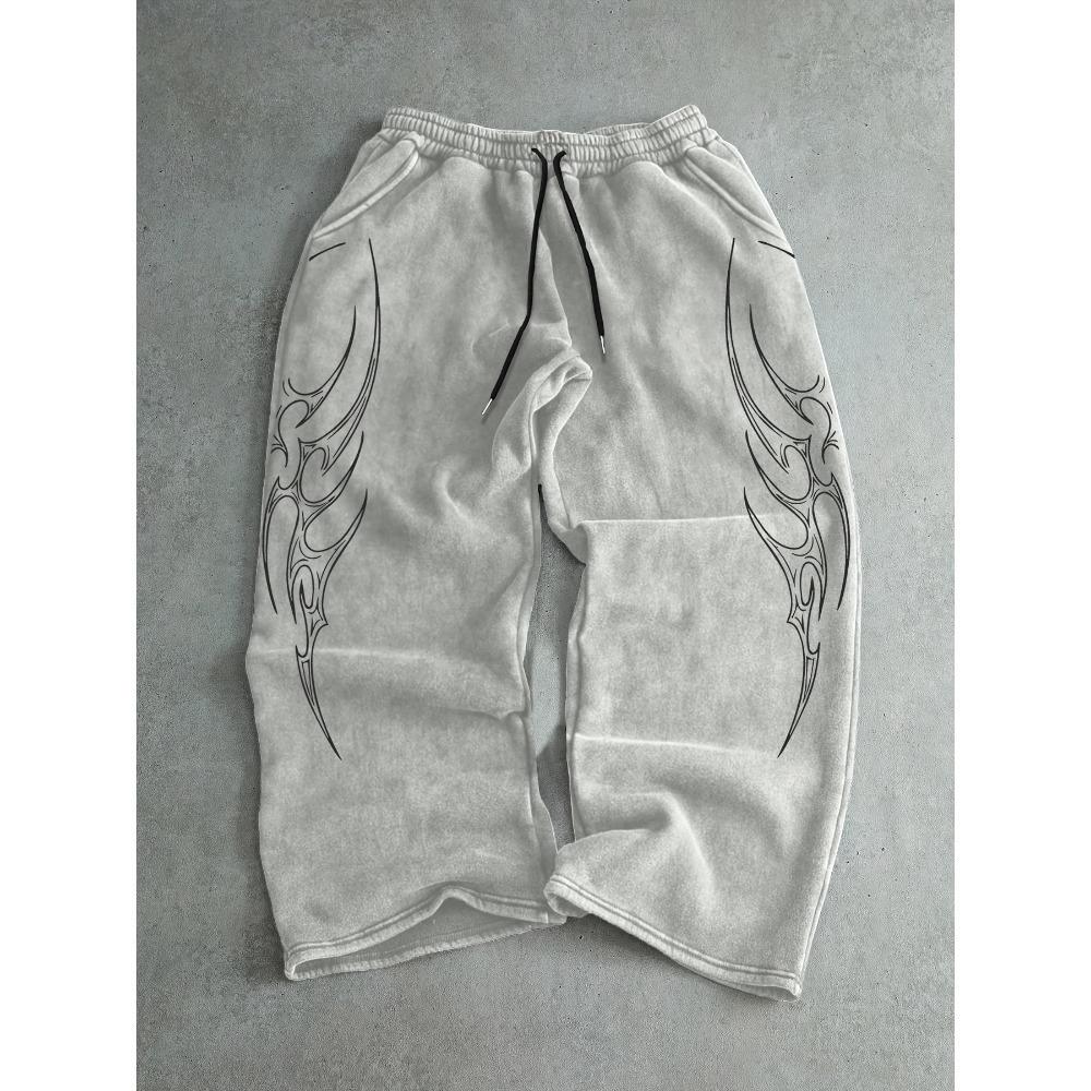 These Are Elastic Casual Retro Sports Pants with Gothic Pattern Prints, Perfect for Finding Comfortable Sports and Casual Streetwear