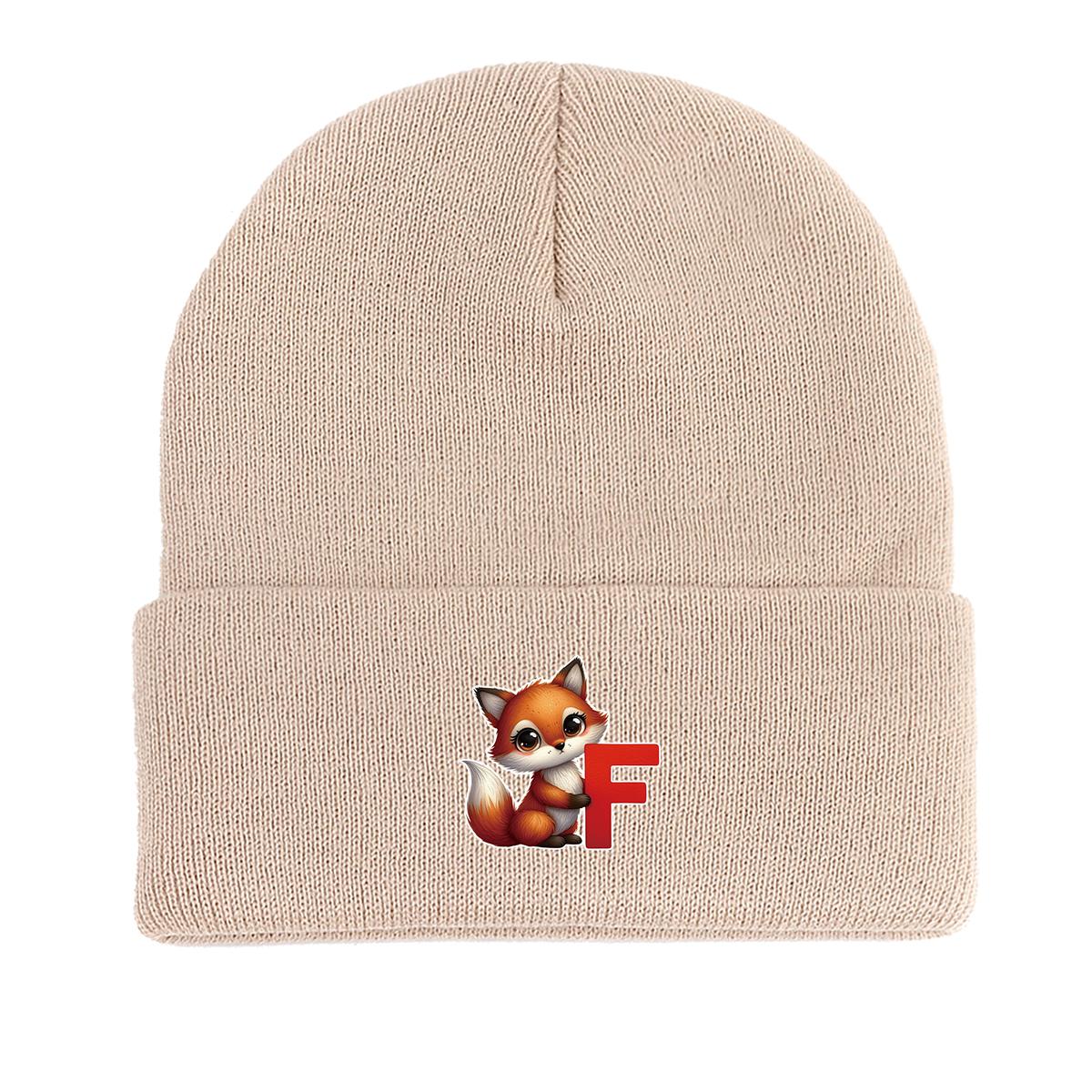 

1 шт., вязаная шапка с буквами алфавита от A до Z и принтом животных, 260 вязаных шапок на выбор, для мужчин и женщин as the picture бежевый