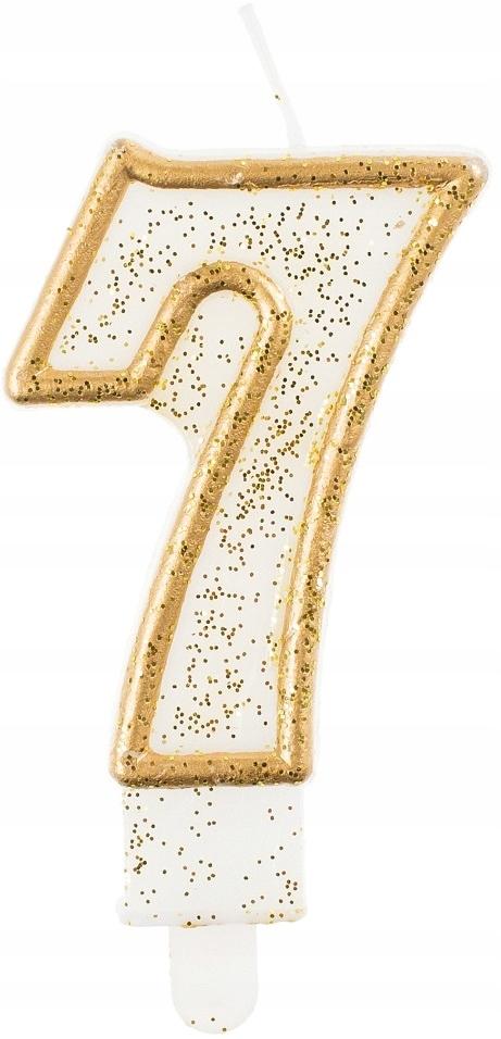 B&C Number "7" Candle, Gold Outline, 1 Pack