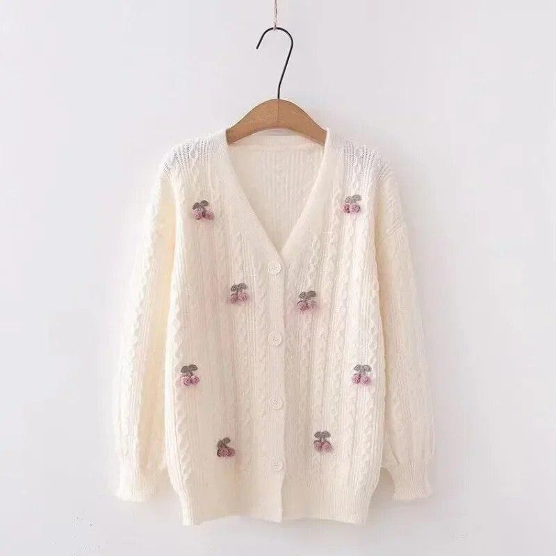 

Осень-зима тонкий милый вязаный кардиган женские свободные кардиганы с длинным рукавом куртки женские корейские милые повседневные теплые свитера 30255 One Size белый