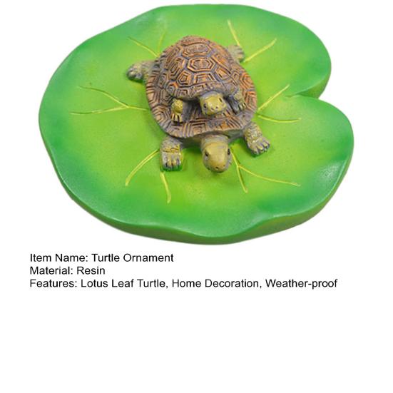 Pływająca Figurka Żółwia Liścia Lotosu Podwójny Żółw Statua Rzeźba Ogród Zewnętrzny Podwórko Staw Rybny Akwarium Dekoracja Ornament