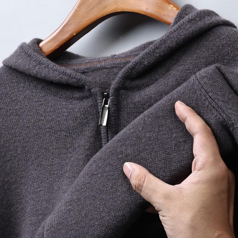 Hengyuanxiang Men's Warm Wool Blend Hooded Zipper Cardigan