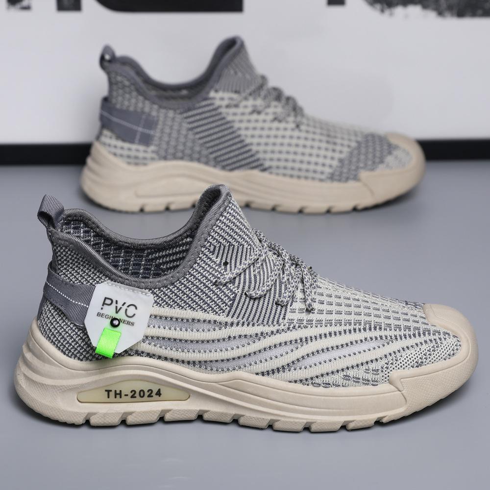 Men's shoes autumn new mesh sports mesh shoes 2025 summer breathable men's work soft sole casual running trendy shoes