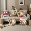 Christmas Red Candle Pillow Case Plush Fabric Soft Double Sided Print Sofa Cushion Cover Throw Pillow Covers