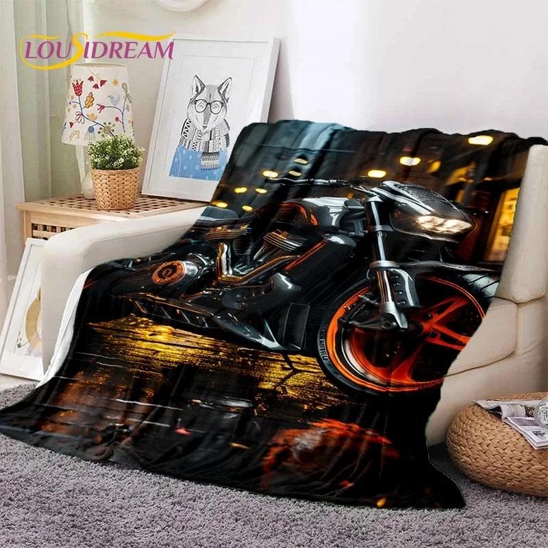Motocross Modern retro Motorcycle Soft Flannel Blanket for Bed Bedroom Sofa Picnic,Throw Blanket for Cover Outdoors Leisure Gift