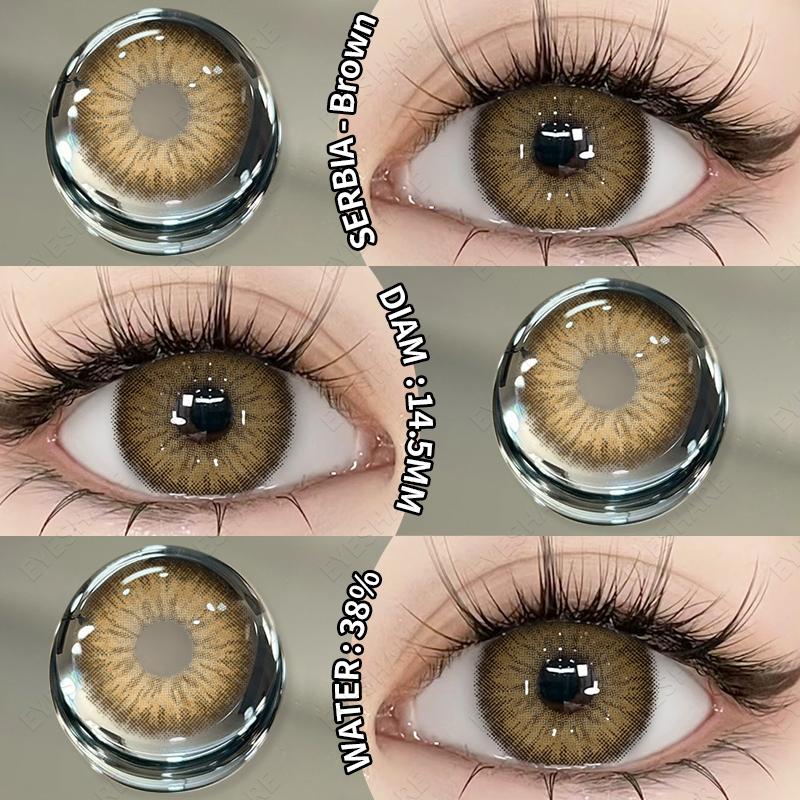 Eyeshare 1 Pair Miki Brown Contact Lenses Colored Lens Soft Contacts With Case Yearly Makeup
