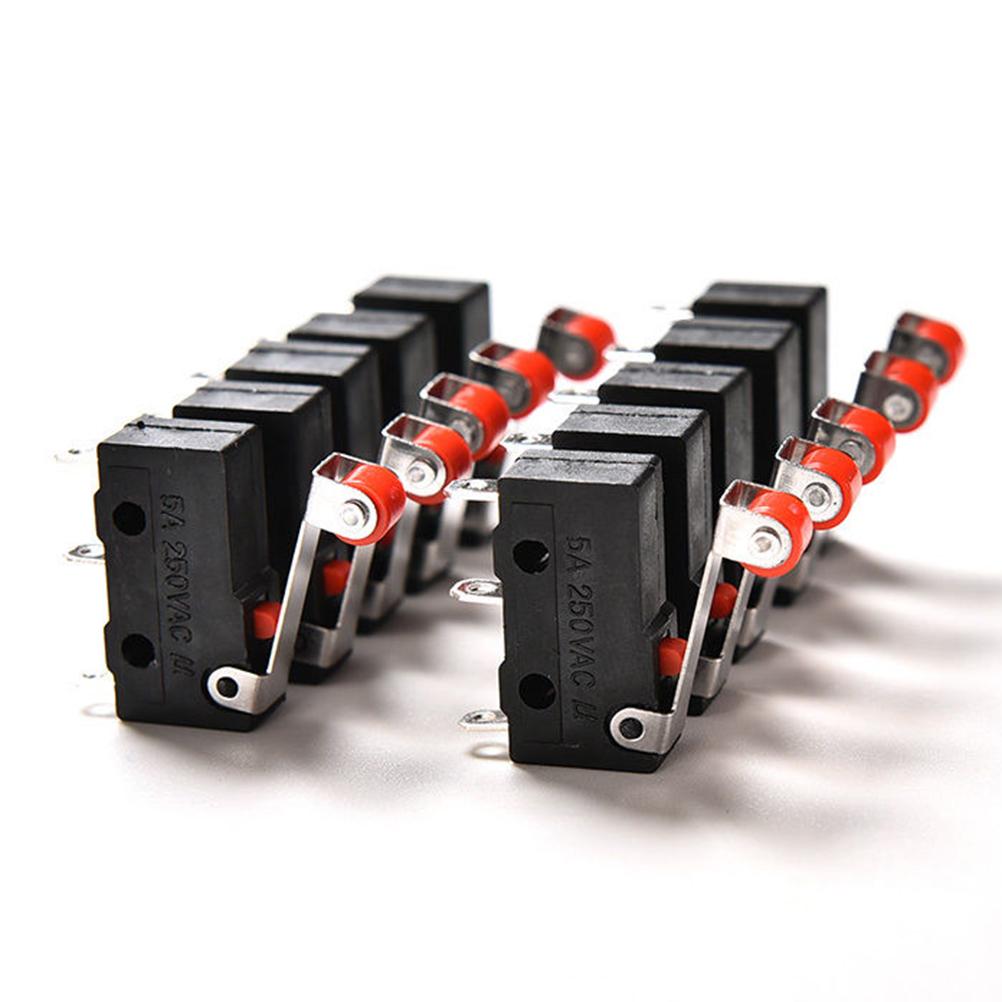 10 Stück/Set 5A 125 250V SPDT 1Ö 1S Momentan Scharnierrolle Hebel Takt Mikro Schalter 3 Pins KW11-N KW12 Mausklick Reset-Taste