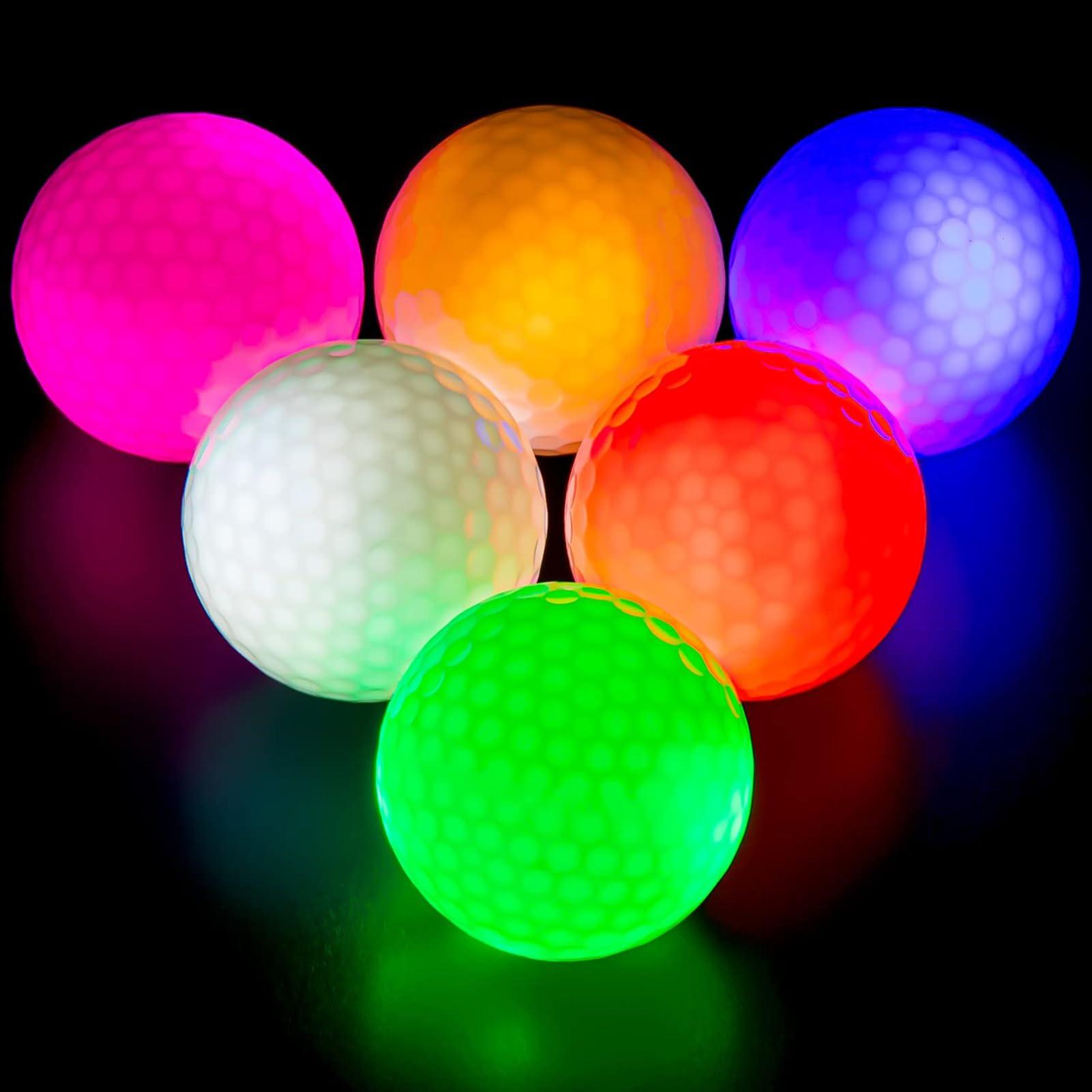 

ZNLAKU Illuminating Golf Balls with Minutes of Popular Perfect for Nighttime 6 Colors Built-in LEDs, 5-8 Illumination, Prizes, Practice,