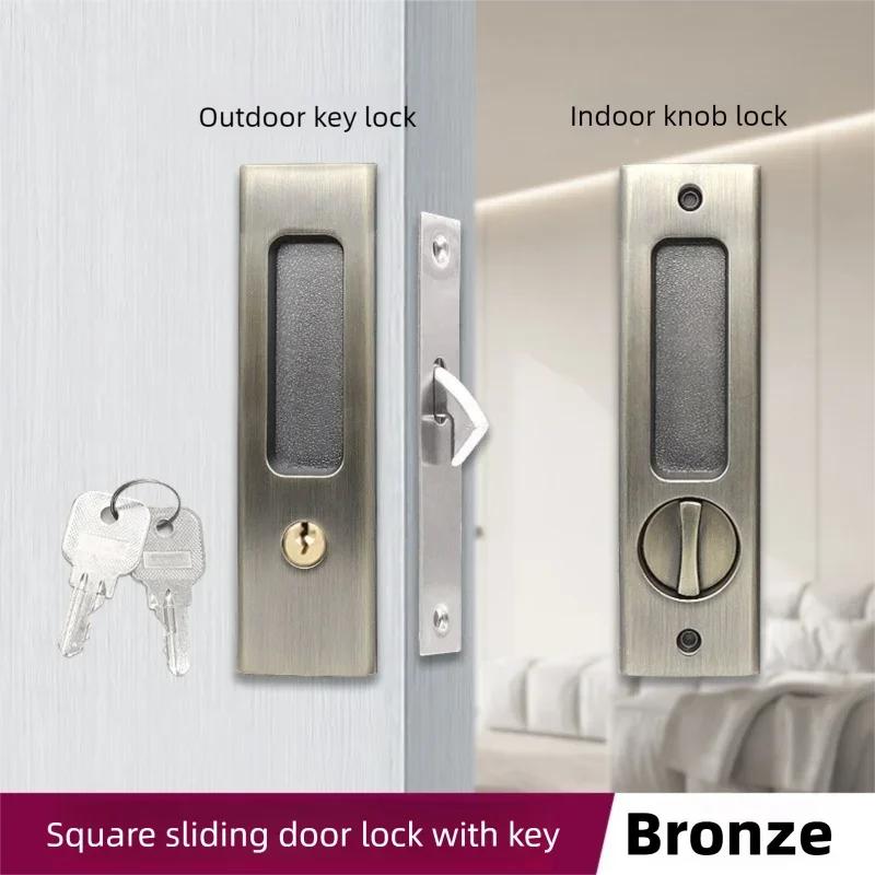 Black Sliding Door Lock with Key - Durable Indoor Security for Balcony Kitchen Bathroom Mobile Hook Handle for Enhanced Home Saf