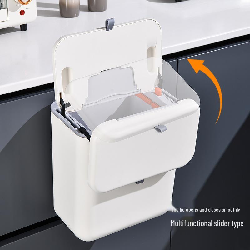 Wall-Mounted Kitchen Waste Bin with Lid - Ideal for Food Waste, Living Room, Bathroom, or Hanging Storage.
