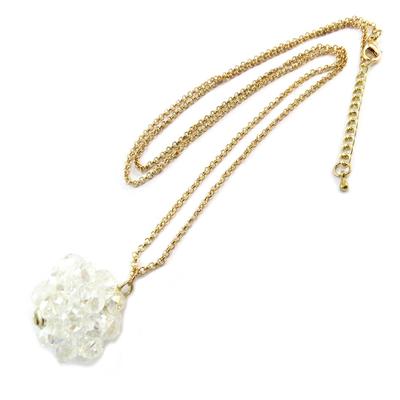 [P3593] - Golden White 'Sissi' Long Necklace (crystal)