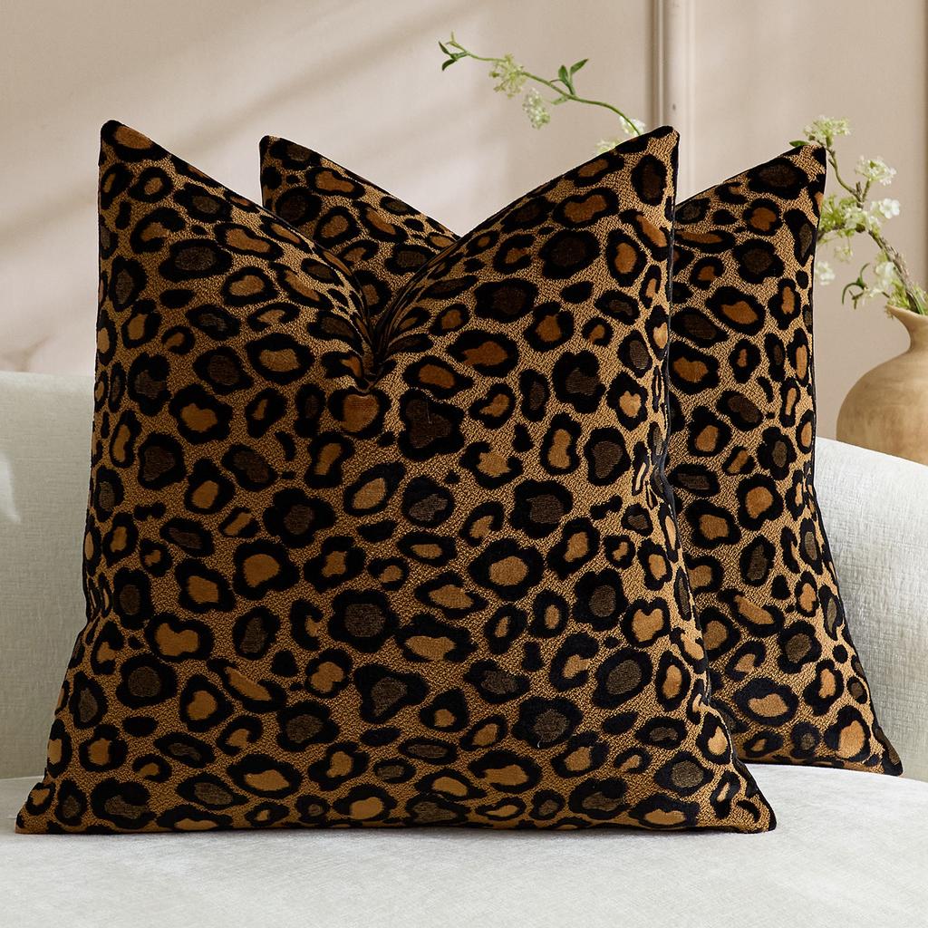 2 Stück Samt Zebra Leopard Muster Dekorative Kissenbezüge Weiche Jacquard Chenille Luxus Überwurf Kissenbezüge Für Sofa Bett Dekor