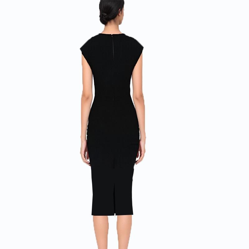 Elegant Black Hollow-Out Shoulder Bodycon Dress