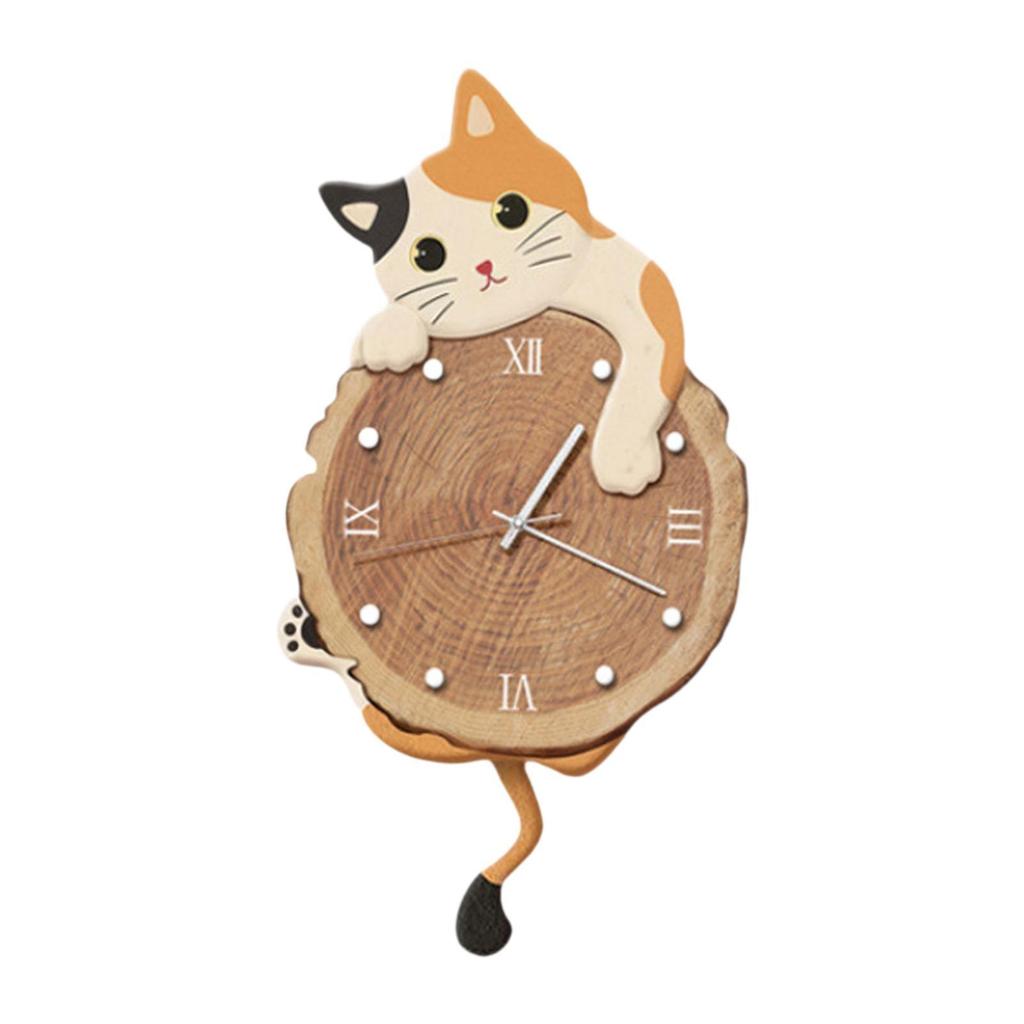 Cute Wooden Wall Clock Non Ticking Silent Hanging Clock for Home Living Room Dining Room Kids Bedroom Decoration