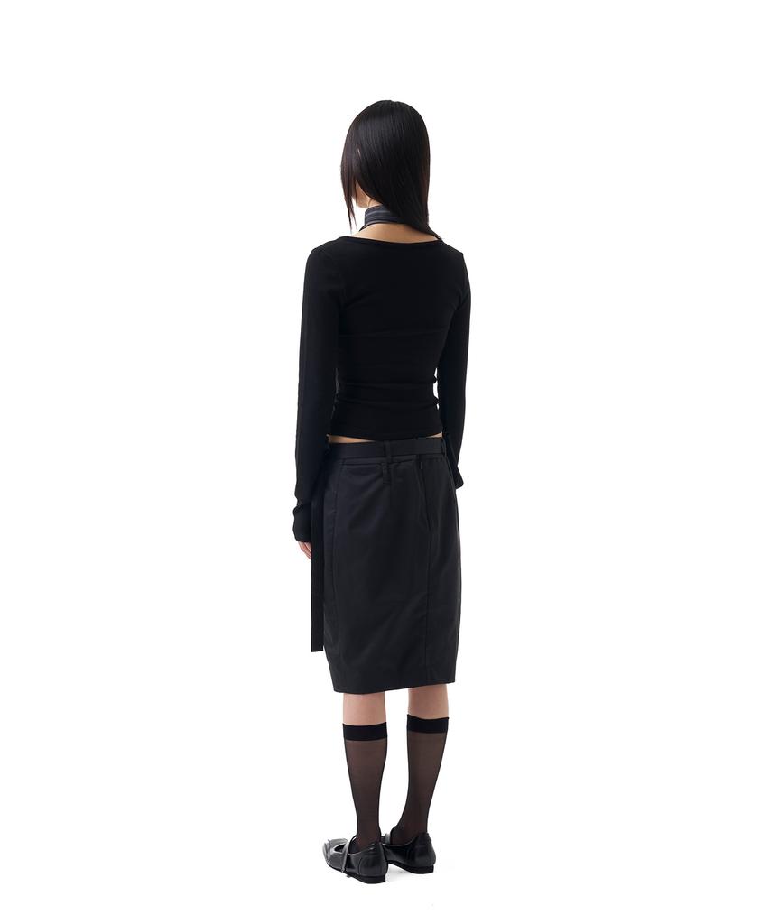 Iuga Makaras Belted Bag Midi Skirt (Black)