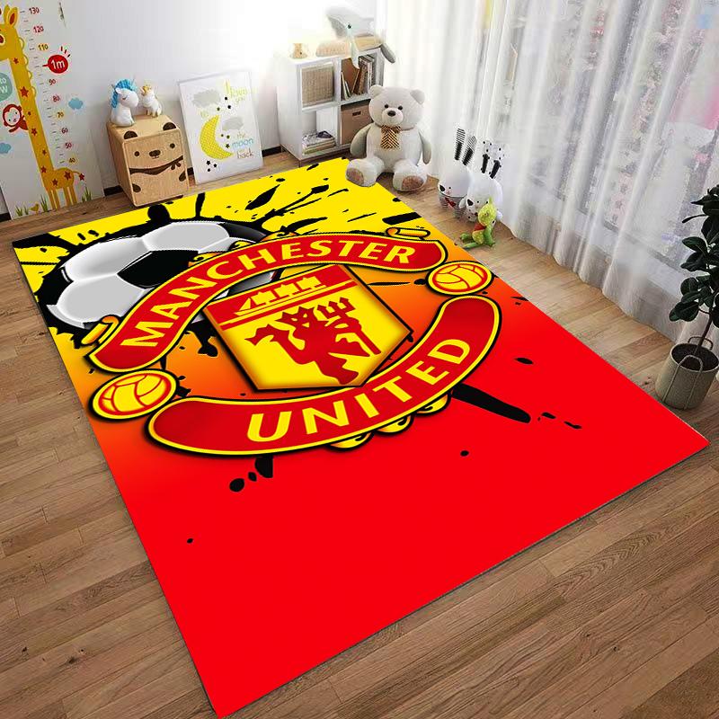 Manchester United Logo Carpet Soccer Themed Red and Yellow Floor Mat Suitable for use as an anti-slip for living room bedroom sofas
