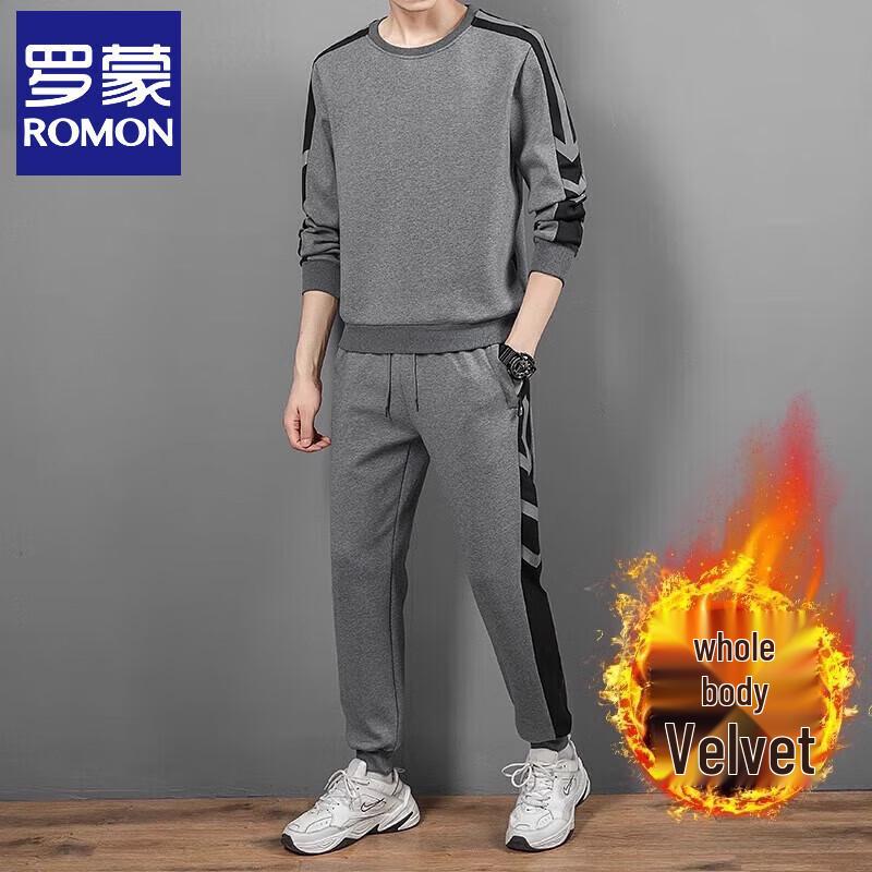 ROMON Men's Casual Sportswear Two-Piece Set