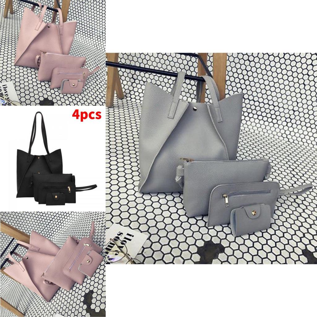 Leather Women 4pcs Handbag Lady Shoulder Bag Tote Purse Messenger Set Satchel