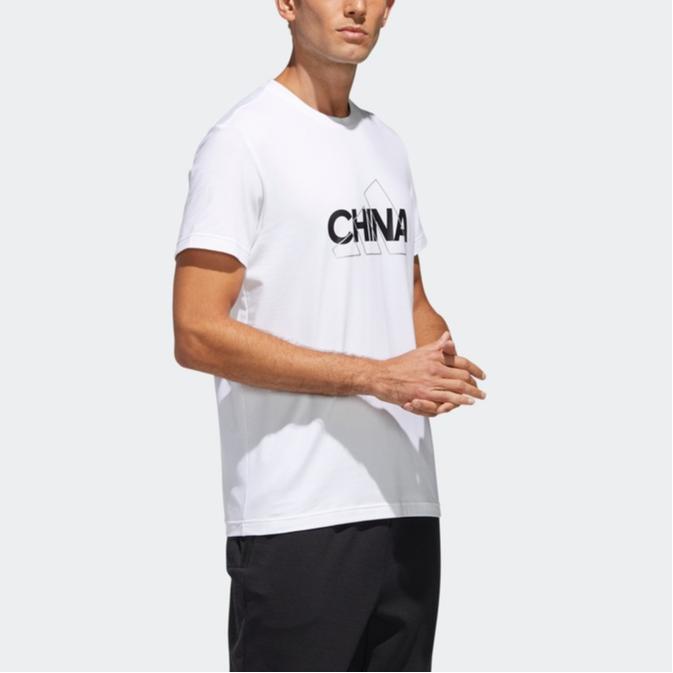 Adidas China Tee Letter Pattern Print Casual Round Neck Short Sleeve T-Shirt Men Tops White GL5640