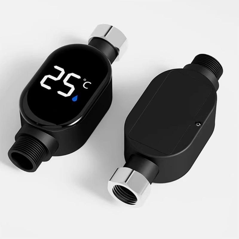 Intelligent LED Display Shower Water Thermometers Touch Control Real Time Monitoring Anti Scald Protecting