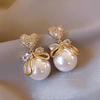 Minimalist Pearl Stud Earrings Women 2026 Fashion Geometric Design Stainless Steel Hypoallergenic