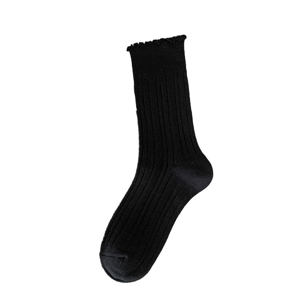 Lace Socks for Women in Autumn and Winter, Mid-calf Warm Cotton Socks, High-calf Pile Socks, Solid Colors, Versatile