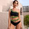2025 European & American Strappy One-Shoulder Split Women's Swimsuit