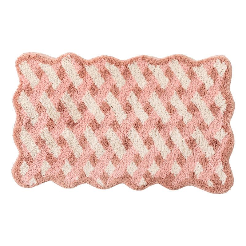 Einfacher karierter Schlafzimmer-Teppich, Badezimmer-Eingangsfußmatte, Winterwärme und Kälteschutz Heimdekoration