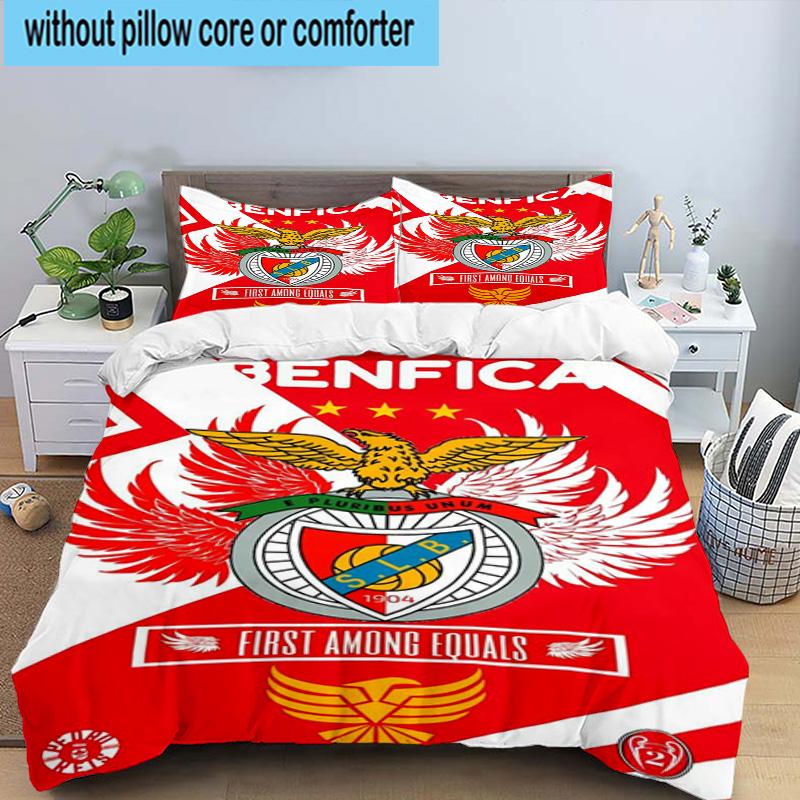 Set Biancheria da Letto Stampato 3 Pezzi Club di Calcio Benfica Chiusura Copripiumino Include 1 Copripiumino & 2 Federe Set Biancheria da Letto Decorazioni per la Casa Regali