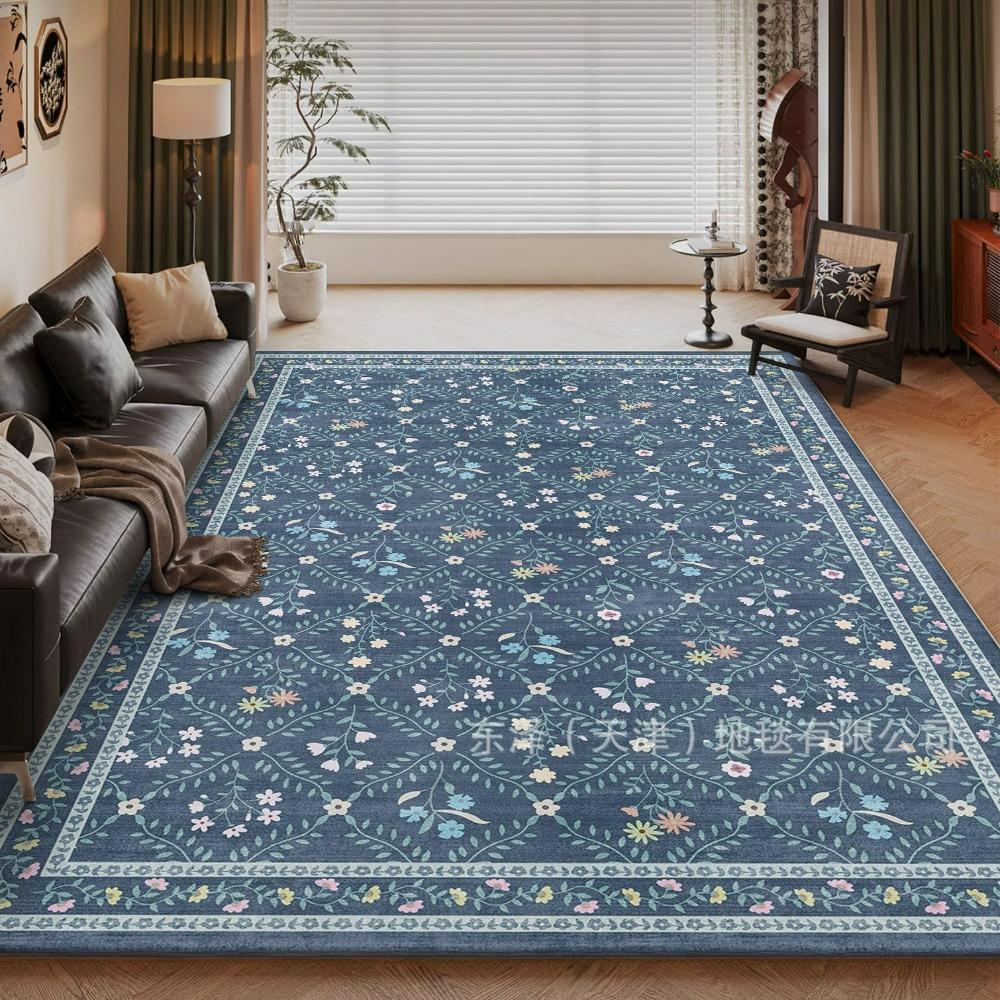 Modern Farmhouse Floral Carpet for Living Room Bedroom NonSlip Floor Mat Soft Rug Sofa Side Coffee Table Decor Natural Style
